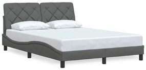 Estrutura de cama sem colchão 140x200 cm tecido cinzento-escuro