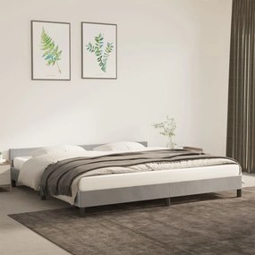 Estrutura de cama c/ cabeceira 200x200 cm veludo cinzento-claro
