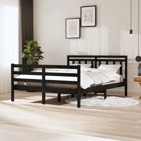 vidaXL Estrutura de cama 140x200 cm madeira maciça preto
