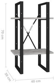 Estante c/ 2 prateleiras 40x30x70cm contrapl. cinzento-cimento