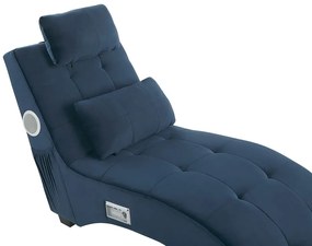 Chaise-longue em veludo azul escuro com coluna Bluetooth e porta USB SIMORRE Beliani
