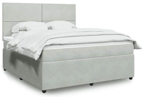 vidaXL Cama com molas/colchão 180x200 cm veludo cinzento-claro