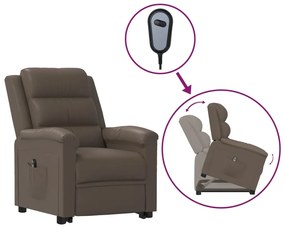 vidaXL Poltrona elevatória couro artificial cinzento