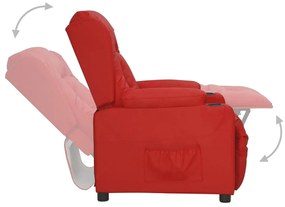 Poltrona elevatória couro artificial vermelho tinto