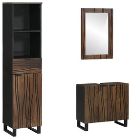 Conjunto de Móveis para Banheiro 3 pcs Castanho nozes