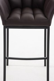 Banco de bar Damaso em couro sintético com estrutura preta 64 x 110 x 48 cm Castanho