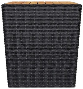 3 pcs conjunto bistrô jardim vime PE e madeira maciça preto