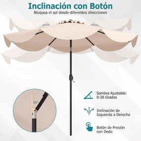 Guarda-Sol de Jardim 270 cm (BASE NÃO INCLUIDA) , Inclinação Bidirecional de 30°, Bege