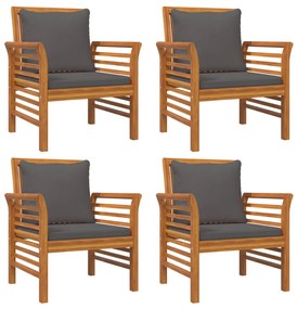 5 pcs conjunto lounge de jardim c/ almofadões acácia maciça