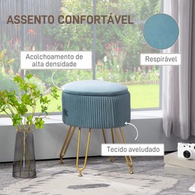 Puff de Armazenamento para Dormitório Puff de Arrumação Estofado em Ve