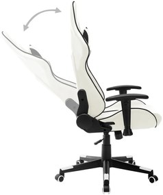 Cadeira de gaming couro artificial branco e preto