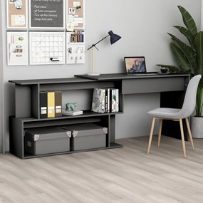 vidaXL Secretária de canto 200x50x76 cm contraplacado cinzento