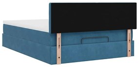 Estrutura de cama otomana com colchão 140x190cm azul escuro