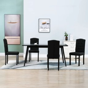 vidaXL Cadeiras de jantar 4 pcs tecido preto