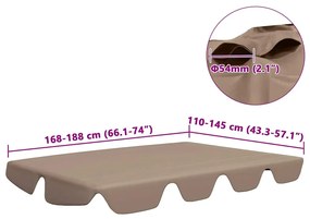 Toldo suplente baloiço jardim cinza-acastanhado