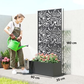 Floreira com treliça 90 x 35 x 180 cm, floreira com proteção contra olhares curiosos, para plantas trepadeiras, metal, preta