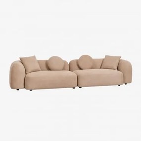 Sofá Modular De 2 Peças Em Chenille Coco Tecido De Chenille Espesso Castanho Latte - Sklum