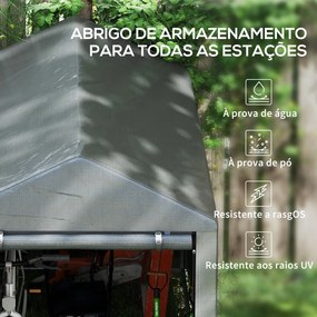 Abrigo jardim para Ferramentas Bicicletas e Motos 1,2x1,8x1,65 m Garagem Portátil com 2 Habitações Cinza Escuro