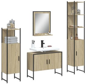 vidaXL 4 pcs conj. móveis casa banho derivados madeira carvalho sonoma