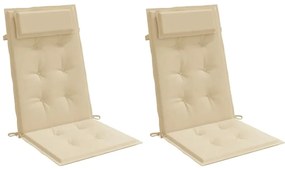 Almofadões p/ cadeira encosto alto 2 pcs tecido oxford bege