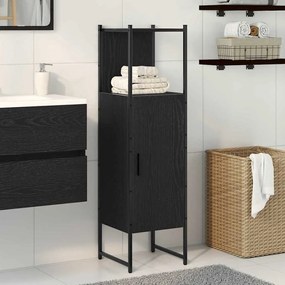 vidaXL Armário de Banheiro com porta Carvalho preto 33 x 33 x 120,5 cm