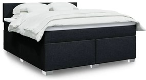 vidaXL Cama com molas/colchão 180x200 cm tecido preto
