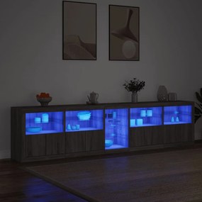 Aparador com luzes LED 283x37x67 cm cinzento sonoma