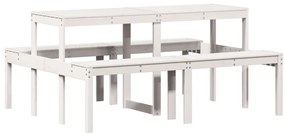 Mesa de piquenique 160x134x75 cm madeira de pinho maciça branco
