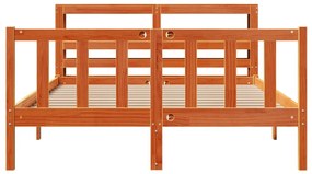 Estrutura cama c/ cabeceira 140x190cm pinho maciço castanho-mel