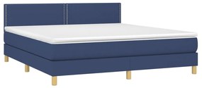 Cama box spring c/ colchão e LED 160x200 cm tecido azul