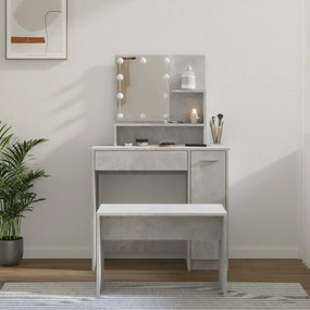 vidaXL Conjunto toucador c/ LEDs madeira processada cinza cimento