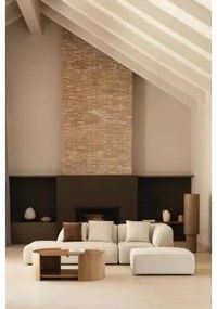 Sofá Modular De Canto Em 2 Peças Com Chaise Longue À Esquerda E Puff Estofado Cardea Bouclé Bege Creme - Sklum