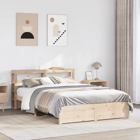 Estrutura de cama com cabeceira 160x200 cm pinho maciço