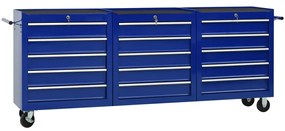 vidaXL Armário de ferramentas c/ 5 gavetas 61,5x33x65,5 cm aço azul