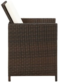 Cadeiras de jantar jardim c/ almofadões 4 pcs vime PE castanho