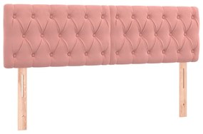 Cama box spring c/ colchão/LED 140x190 cm veludo rosa