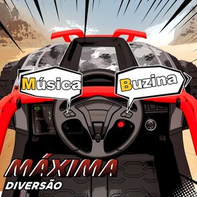 Carro Elétrico para Crianças 12V Kawasaki Teryx KRX 1000 com 2 Motores Faróis e USB 100x64x56 cm Vermelho