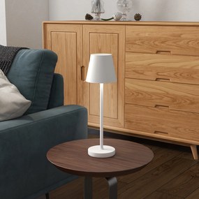Candeeiro de Mesa com Luzes LED Candeeiro de Mesa Sem Fios Recarregável por USB-C 3 Cores Ø11,2x36,5 cm Branco
