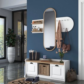Hall Stand EE101 – Branco Nogueira – 120x45x40 cm