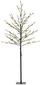 HOMCOM Árvore Cerejeira com 150 Luzes LED IP44 Branco Quente Árvore Decorativa com Ramos Flexíveis para Sala de Estar Festas Interior 17x17x150cm Preto