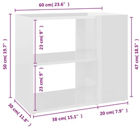 Móvel de apoio 60x30x50cm derivados de madeira branco brilhante