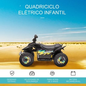 Quadriciclo Elétrico para Crianças acima de 3 Anos Veículo Elétrico Quadriciclo a Bateria 6V com Avance e Retrocesso Carga Máx. 30kg 72x40x45,5cm Pret
