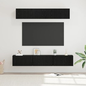 vidaXL Conjunto de móvel de TV com prateleira com armazenamento com porta 5 pcs Carvalho Preto