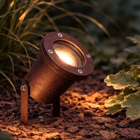 Foco de jardim moderno castanho ferrugem com cabo e ficha 204cm IP65 - Basic