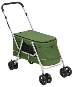 Carrinho dobrável para cães 100x49x96 cm tecido linho verde