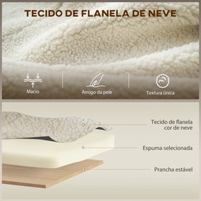Cadeira de Baloiço com Almofada Lombar Estofada em Franela Neve Encosto Alto Base em Madeira e Bolsos Laterais Creme