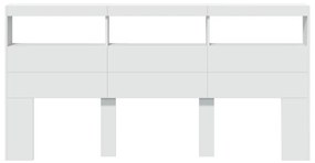 Armário de cabeceira com luzes LED 200x17x102 cm branco