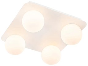Candeeiro de teto moderno branco quadrado 4 luzes - Cederic
