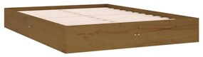 Estrutura de cama casal 135x190 cm madeira maciça castanho-mel