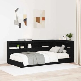 vidaXL Cabeceira de armazenamento com prateleira Carvalho preto 90 cm